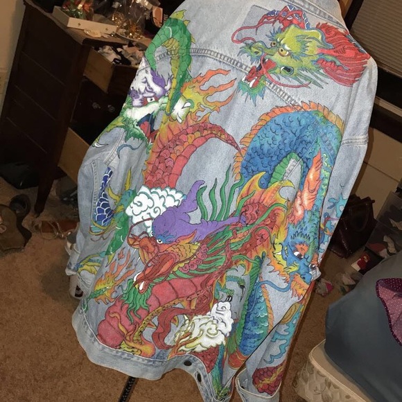 Custom Hand Painted Oversized Denim Jacket - Picture 2 of 7